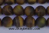 CTE1813 15.5 inches 10mm round matte yellow iron tiger beads