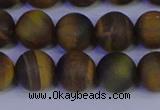 CTE1814 15.5 inches 12mm round matte yellow iron tiger beads