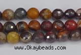 CTE1818 15.5 inches 4mm faceted round red iron tiger beads