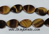 CTE192 15.5 inches 10*14mm twisted oval yellow tiger eye gemstone beads