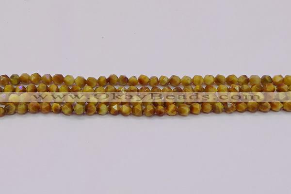 CTE1931 15.5 inches 6mm faceted nuggets golden tiger eye beads