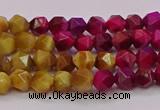 CTE1936 15.5 inches 6mm faceted nuggets mixed tiger eye beads