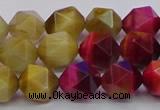 CTE1939 15.5 inches 12mm faceted nuggets mixed tiger eye beads