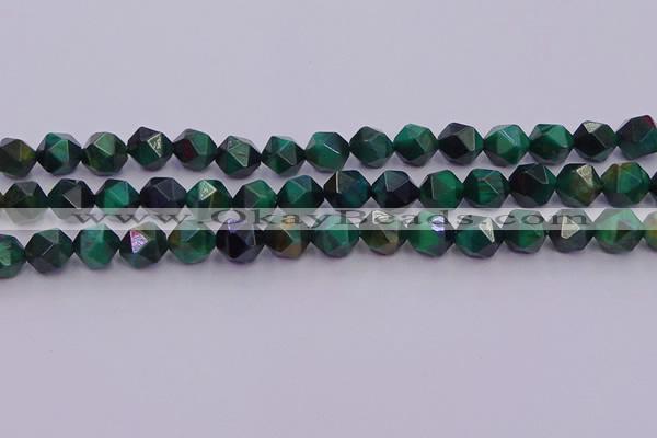 CTE1948 15.5 inches 10mm faceted nuggets green tiger eye beads