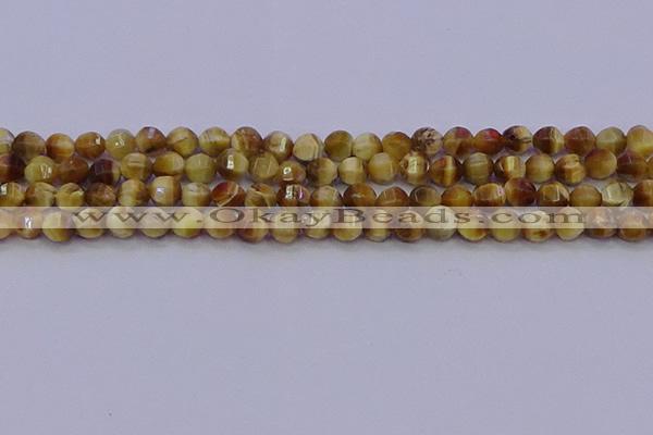 CTE1996 15.5 inches 6mm faceted round golden tiger eye beads