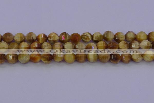 CTE1998 15.5 inches 10mm faceted round golden tiger eye beads