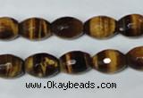 CTE207 15.5 inches 8*10mm faceted rice yellow tiger eye beads