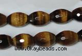 CTE208 15.5 inches 10*14mm faceted rice yellow tiger eye beads