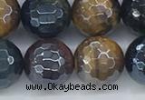 CTE2096 15.5 inches 12mm faceted round AB-color mixed tiger eye beads