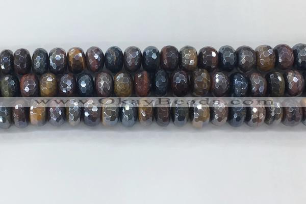 CTE2104 7*12mm faceted rondelle AB-color mixed tiger eye beads