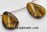 CTE22 13*18mm flat teardrop yellow tiger eye beads Wholesale