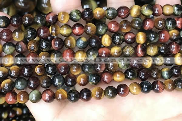 CTE2201 15.5 inches 6mm round mixed tiger eye gemstone beads