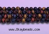 CTE2222 15.5 inches 12mm round colorful tiger eye gemstone beads