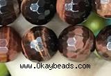 CTE2238 15.5 inches 8mm faceted round red tiger eye beads