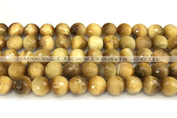 CTE2318 15 inches 12mm faceted round golden tiger eye beads