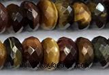 CTE2329 15 inches 5*10mm faceted rondelle colorful tiger eye beads