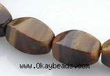 CTE26 8*15mm twisted oval yellow tiger eye beads Wholesale