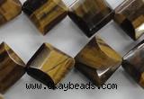 CTE316 15.5 inches 15*15mm faceted diamond yellow tiger eye beads