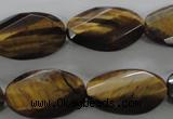 CTE322 15.5 inches 15*25mm twisted & faceted oval yellow tiger eye beads