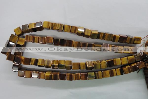 CTE327 15.5 inches 10*10mm cube yellow tiger eye gemstone beads