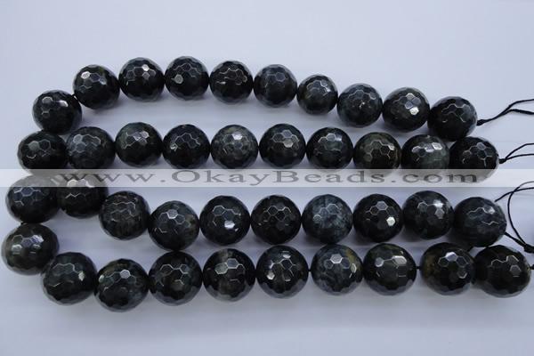 CTE448 15.5 inches 20mm faceted round blue tiger eye beads