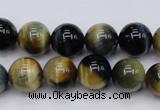 CTE553 15.5 inches 10mm round golden & blue tiger eye beads