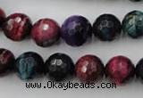 CTE583 15.5 inches 10mm faceted round colorful tiger eye beads