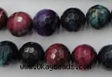 CTE584 15.5 inches 12mm faceted round colorful tiger eye beads