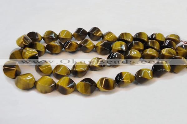 CTE620 15.5 inches 13*18mm twisted rice yellow tiger eye beads wholesale