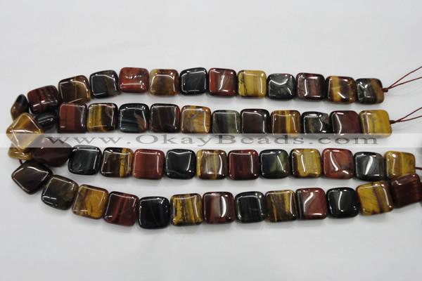 CTE63 15.5 inches 15*15mm square mixed tiger eye gemstone beads