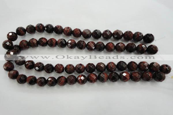 CTE704 15.5 inches 12mm faceted round red tiger eye beads