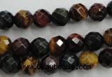 CTE713 15.5 inches 10mm faceted round mixed color tiger eye beads