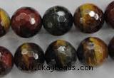 CTE716 15.5 inches 16mm faceted round mixed color tiger eye beads