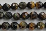 CTE723 15.5 inches 10mm faceted round yellow & blue tiger eye beads