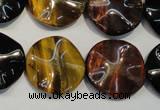 CTE806 15.5 inches 20mm wavy coin colorful tiger eye beads