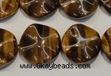 CTE836 15.5 inches 20mm wavy coin yellow tiger eye beads