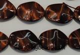 CTE859 15.5 inches 15*20mm wavy oval red tiger eye beads