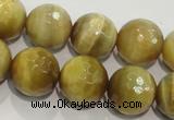 CTE904 15.5 inches 12mm faceted round golden tiger eye beads