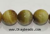 CTE905 15.5 inches 14mm faceted round golden tiger eye beads