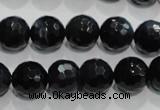 CTE924 15.5 inches 12mm faceted round silver tiger eye beads