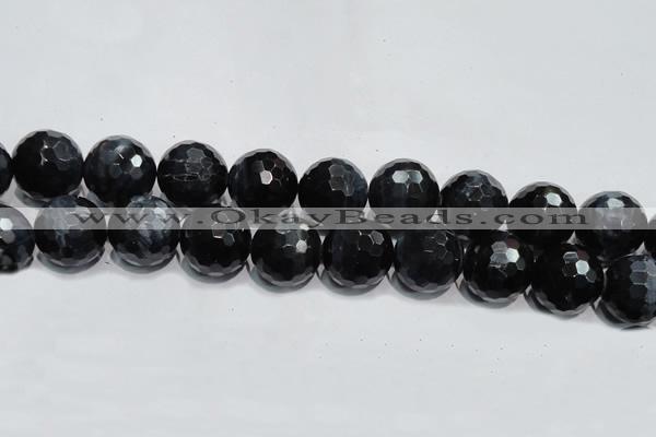 CTE927 15.5 inches 18mm faceted round silver tiger eye beads