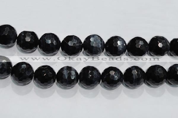 CTE928 15.5 inches 20mm faceted round silver tiger eye beads