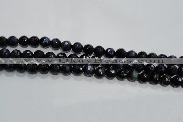 CTE934 15.5 inches 12mm faceted round dyed blue tiger eye beads