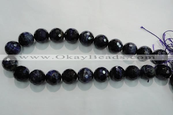 CTE937 15.5 inches 18mm faceted round dyed blue tiger eye beads