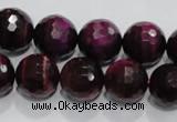 CTE974 15.5 inches 12mm faceted round dyed red tiger eye beads