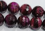 CTE976 15.5 inches 16mm faceted round dyed red tiger eye beads