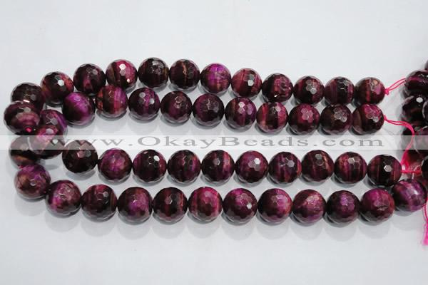 CTE976 15.5 inches 16mm faceted round dyed red tiger eye beads