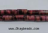 CTE988 15.5 inches 6*12mm tube dyed red tiger eye beads wholesale