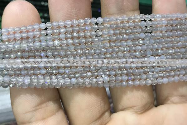 CTG1001 15.5 inches 2mm faceted round tiny grey agate beads