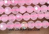 CTG1017 15.5 inches 2mm faceted round tiny rose quartz beads